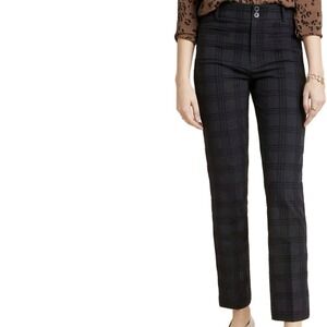 Anthropologie The Essential‎ Slim Jacquard Trousers Black 2